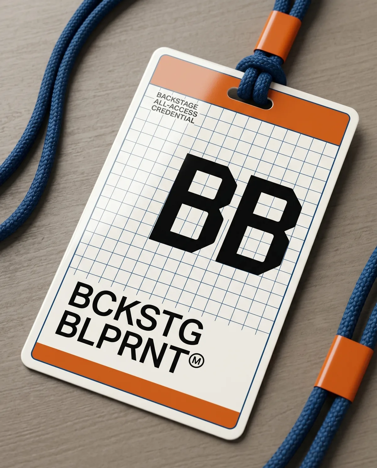 Backstage Blueprint partner credential on a lanyard