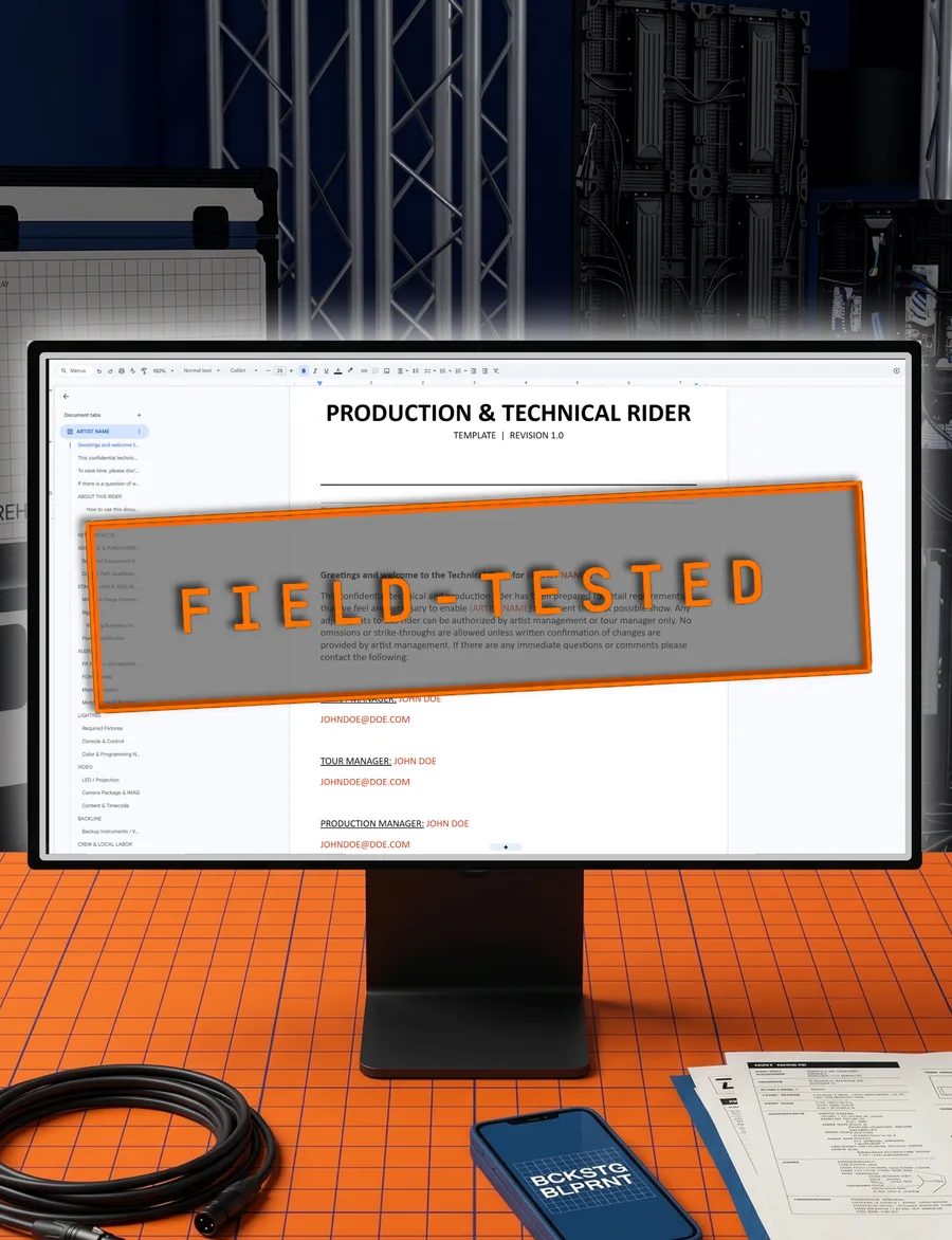 Technical Rider template preview